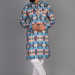 Men Cotton Blend Kurta Pyjama Set-image-97