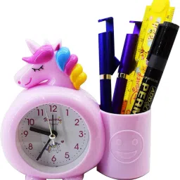 rhinetoys Analog Unicorn Alarm Clock: Loud Bell, Pen Holder, Multicolored Clock image 4