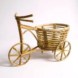 Handcrafted Cane Cycle Planter Rattan Flower Basket-image-8
