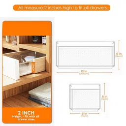 Kuber Industries Transparent Set of 6 Reusable Drawer Organiser Organisers image 5