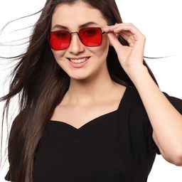 YourSpex Red Lens & Black Square Sunglasses with UV Protected Lens image 2