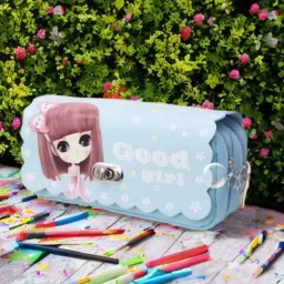 Good girl Girls digital printing Art Artificial Leather Pencil Boxes-picture-3