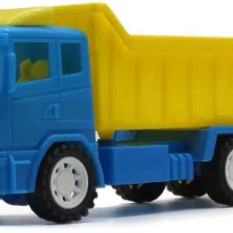 Small size friction powered plastic JCB dumper truck blue yellow-image-94