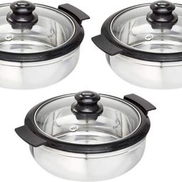mumma's life Hot Pot Roti Box hot case with Lid for Kitchen Pack of 3 Thermoware Casserole Set-picture-29