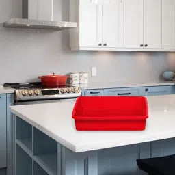 homestic Multiuses Rectangular Plastic Large Tray, Bin, Organizer Pack of 4 (Red) Tray image 5