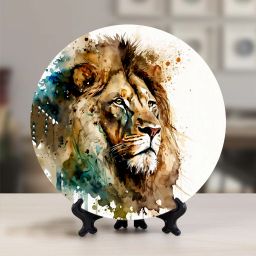 Lion Art Paint Wall hanging plate 8 inch Ceramic Decorative Platter-image-53