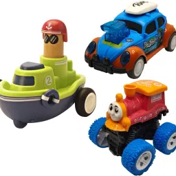 Unbreakable Four-Wheel Drive Friction Powered Diecast Toy Set-P19-7