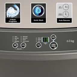 godrej 6 kg Turbo 6 Pulsator With Toughened Glass Lid Fully Automatic Top Load Grey image 4