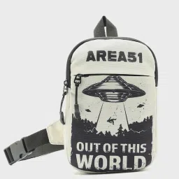 Beige Men & Women Sling Bag Unisex Beige Area 51 Printed Sling Bag-image-38