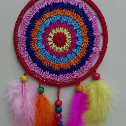 Multicolor SpiderWeb Crochet work handmade DreamCatcher Cotton, Feather Dream Catcher-picture-19