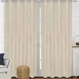 saral home Beige Polyester Solid 7 ft Light Filtering Eyelet Door Curtain-picture-19
