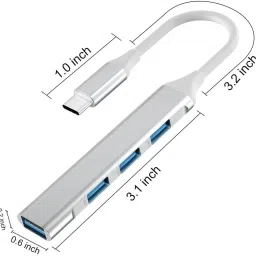 ULTRABYTES 4 in 1 Portable USB C Hub (Type-C to 4 USB-A Ports) with Aluminum Shell USB Port Hub 3.0 Compatible for PC, Tablet, and Smartphone USB Hub image 5