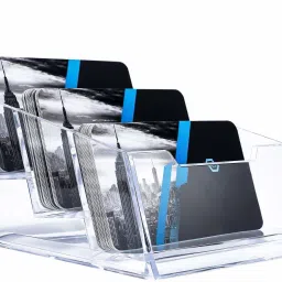 Premium Business Card Holder 3 Tiers Acrylic Visiting Card Stand Organizer 120 Card Holder-17