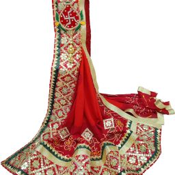 Poly Georgette Embroidered Red Women Dupatta-image-12