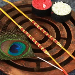 Designer MONU-S2-1137 Assorted Rakhi, Chawal Roli Pack Set-0
