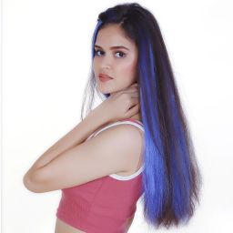 Blue Single Clip Colored Streak Extension With Clip In Straight Piece Hair Extension-image-19
