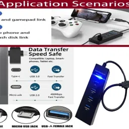 ANJO Wired USB Keyboard-LED Mouse-Non Slip Mouse Pad-3.0 USB Hub-2 in 1 OTG C & Micro Combo Set image 3