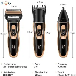 BloomiFy TM 0312 Multipurpose Trimmer for Men 3 IN 1 Shaver, Ear , Nose Trimmer 60 min Runtime 4 Length Settings image 4