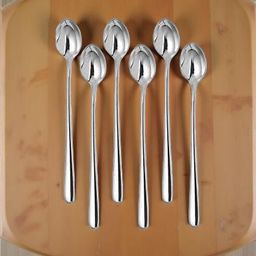 caridge Set of 6 Long Handle Spoons – Stainless Steel, Ideal for Beverages & Desserts Stainless Steel Olive Spoon Set-picture-3