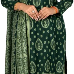 Unstitched Wool Kurta & Palazzo Material Printed-picture-1