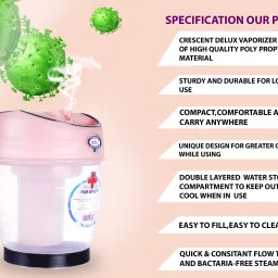 CRESCENT Delux Steam Inhaler 4 Way Action ( Stay Healthy Look Beautiful Live Better ) Vaporizer image 5