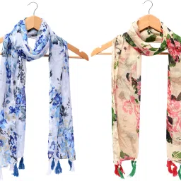 Printed Chiffon Women Multicolor Scarf, Stole, Fancy Scarf-image-96