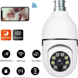 Monrix WiFi Bulb Camera 1080p with 360° View | Wireless Smart IP CCTV Camera Security Camera image 2