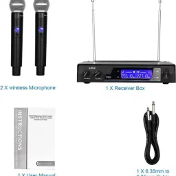 kh Wireless Microphone System-Dual UHF Independent Volume Controls Dynamic Mic Set Microphone Accessory image 5