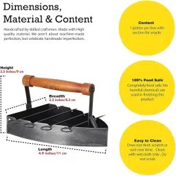 bogenlite Platter Tray with 4 Skewers Iron and Wood for serving Paneer Chicken Tikka Tray Serving Set image 3
