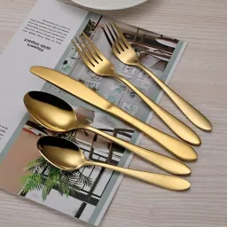 Premium Kitchen Cutlery for Dinning Table Dinnerware, Tableware Gold Cutlery Set Stainless Steel Cutlery Set-44
