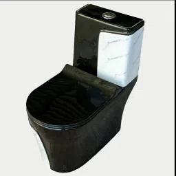 Shining Black commode with White Marble Finishing Line and Round Flush Button Shining Black commode with White Marble Finishing Line and Round Flush Button Western Commode-17
