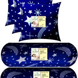 3 Cushion And 2 Bolster Microfibre Nature Bolster Pack of 5-image-71