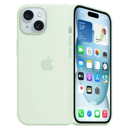 Apple Soft Silicone Back Cover for Apple iPhone 15 (Supports Wireless Charging, Soft Mint)-image-84