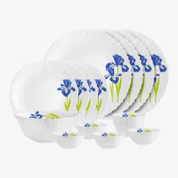 Pack of 17 Opalware Dazzle Opalware Blue Iris Dinner Set | Crockery Set | Blue Dinner Set-image-21
