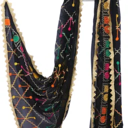 Chiffon Geometric Print Black Women Dupatta-1