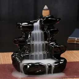 Smoke Fountain unique Backflow Dhoop burner 10 Incense Cone Sticks Decorative Showpiece-12 cm-image-36
