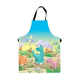 THEYAYACAFE Kids Blue & Green Printed Cotton Apron-image-17