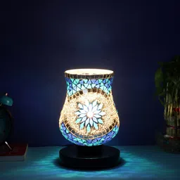 Devansh Multicoloured Mosaic Glass Table Lamp With Iron Base-18