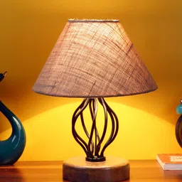 Devansh Beige Jute Table lamp with Wood & Iron Base image 5