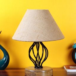Devansh Beige Jute Table lamp with Wood & Iron Base image 3