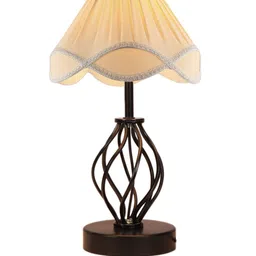 Devansh Off White & Black Textured Table Lamp With Shade image 2