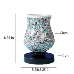 Devansh Multicoloured Mosaic Glass Table Lamp With Iron Base image 5