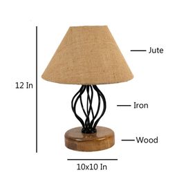 Devansh Beige Jute Table lamp with Wood & Iron Base image 4
