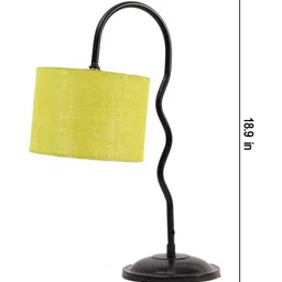 Devansh Yellow & Black Textured Jute Zig Zag Curvy Table Lamp With Iron Base image 3