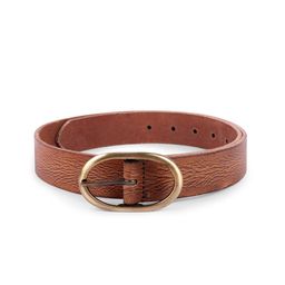 Belwaba Men Tan Brown Textured Leather Belt-image-59