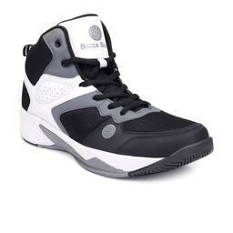 bacca bucci Men Black & Grey Mesh Mid-Top Basketball Shoes-picture-43