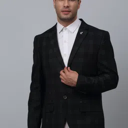 Cantabil Checked Notched Lapel Single Breasted Formal Blazer-picture-17