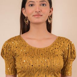 Bindigasm's Advi Embellished Jacquard Stretchable Saree Blouse-image-48