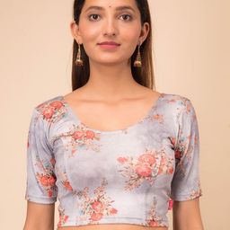 Bindigasm's Advi Printed Stretchable Jacquard Saree Blouse-picture-42