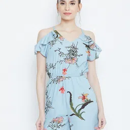 DODO & MOA Women Blue & Red Printed Halter Neck Jumpsuit-image-39